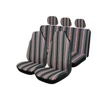 Qsnfda Fundas Asientos Coche Fundas De Asiento Juego Completo Fundas De Asiento De Coche A Rayas con Almohadillas para Cinturón De Seguridad Y Funda para Volante(Gray Red)
