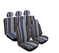 Qsnfda Fundas Asientos Coche Fundas De Asiento Juego Completo Fundas De Asiento De Coche A Rayas con Almohadillas para Cinturón De Seguridad Y Funda para Volante(Blue)