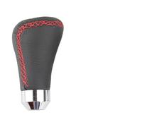 Qsnfda Pomo de palanca de cambios Perilla Cambio Marchas Universal 5 Velocidades Manual Cuero Con Puntadas Rojas Repuesto Palanca Cambios Piezas Interiores Coche