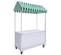 QSNYJPL Carrito Plegable para Vendedores con Toldo y Ruedas, Carrito Móvil de Hierro para Venta de Comida para Venta Ambulante, Eventos y Mercados(Green,160cm/63in)