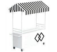 QSNYJPL Carro de Venta Ambulante con Ruedas, Carro de Ventas Portátil de Metal con Toldo y Barandilla para Mercados, Calles y Eventos(White,130cm/51in)