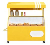 QSNYJPL Carro de Ventas Portátil Metálico con Toldo, Genérico Puesto de Mercado Móvil con Cubierta Protectora de Acrílico para Mercados y Eventos(Yellow,160cm/63in)