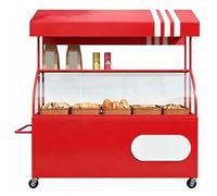 QSNYJPL Carro de Ventas Portátil Metálico con Toldo, Genérico Puesto de Mercado Móvil con Cubierta Protectora de Acrílico para Mercados y Eventos(Red,160cm/63in)