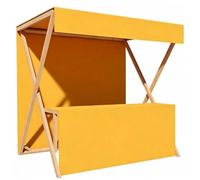 QSNYJPL Genérico Puesto de Mercado, Carrito Plegable para Vendedores con Toldo, Carrito de Comida Callejera de Madera para Festivales, Mercados y Eventos al Aire Libre(Yellow,200cm/79in)