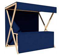 QSNYJPL Genérico Puesto de Mercado, Carrito Plegable para Vendedores con Toldo, Carrito de Comida Callejera de Madera para Festivales, Mercados y Eventos al Aire Libre(Blue,150cm/59in)
