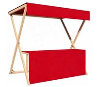 QSNYJPL Genérico Puesto de Mercado, Carrito Plegable para Vendedores con Toldo, Carrito de Comida Callejera de Madera para Festivales, Mercados y Eventos al Aire Libre(Red,200cm/79in)