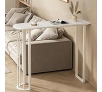 QSNYJPL Mesa Bar, Mesa Alta Cocina, Tablero de Mármol con Estructura de Hierro, Diseño con Esquinas Redondeadas para Cocina, Sala de Estar, Bistró o Recibidor(White,120cm/47in)