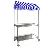 QSNYJPL Móvil Carrito Plegable para Vendedores con Toldo, Carrito de Comida Callejera de Acero Galvanizado con Ruedas para Mercados, Eventos y la Calle(Blue,120x60cm/47x24in)