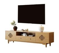 QSNYJPL Muebles TV Madera Maciza con Orificios para Cableado para de 32" a 80", Mubles TV China con 2 Cajones y 2 Puertas de Armario para Sala de Estar o Dormitorio(Yellow,200cm/79in)