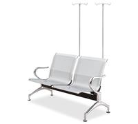 QSNYJPL Sillón Relax Reclinable de 2 Plazas, Silla Sala de Espera con Portasueros Desmontable y Reposabrazos y Patas de Acero Integrados para Hospitales y Clínicas(Silver)