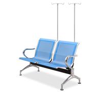 QSNYJPL Sillón Relax Reclinable de 2 Plazas, Silla Sala de Espera con Portasueros Desmontable y Reposabrazos y Patas de Acero Integrados para Hospitales y Clínicas(Blue)