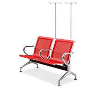 QSNYJPL Sillón Relax Reclinable de 2 Plazas, Silla Sala de Espera con Portasueros Desmontable y Reposabrazos y Patas de Acero Integrados para Hospitales y Clínicas(Red)