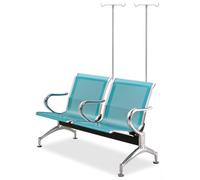 QSNYJPL Sillón Relax Reclinable de 2 Plazas, Silla Sala de Espera con Portasueros Desmontable y Reposabrazos y Patas de Acero Integrados para Hospitales y Clínicas(Green)