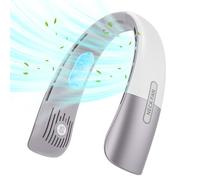 Qsocksy Ventilador de Cuello Portátil, Ventilador Manos Libres de 5000mAh con 5 Velocidades Ajustables, Ventilador de Banda para el Cuello sin Aspas para Mujeres y Hombres - Gris