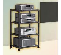 QSPNVFB Gabinete De Almacenamiento De Medios AV Mueble Equipo HiFi con Ruedas 3/4/5 Niveles Torre Soporte De Audio, Estante De Consola De Juegos(4-Tier)