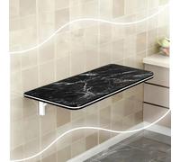 QSPNVFB Mesa De Cocina De Pared Plegable, Pequeño Escritorio Flotante, Mesa De Comedor Abatible Invisible para Oficina Garaje Lavadero Dormitorio(Black,90x40cm(36"x16"))