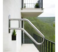 QSPNVFB Pasamanos De Escalera En Pared Barandilla Forma De U Metal Barra Agarre Para Baño Antideslizante Asidero De Seguridad Para Jardin Cubierta Porche(Silver,66cm (26"))