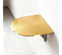 QSPNVFB Semicircular Mesa Plegable De Pared Repisa Flotante Acero Inoxidable 30cm Pequeño Mesa De De Bar Escritorio Abatible para Café Comedor Cocina(Gold)