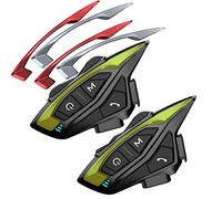 QSPORTPEAK Intercomunicador Casco Moto Bluetooth, 2xShrak08 Manos Libres Moto 8 Motoristas de 1500m, Sistema Comunicación con Compartir Música Radio FM, Auriculares para Motocicleta/ATV