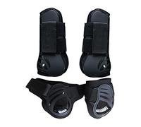 QSTDGVPW 2 Pares Botines para Caballo Botas para Piernas Delanteras y Traseras de Cierre de Neopreno y PU para Entrenamiento, Negro M