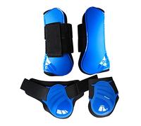 QSTDGVPW 2 Pares Botines para Caballo Botas para Piernas Delanteras y Traseras de Cierre de Neopreno y PU para Entrenamiento, Azul M