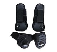 QSTDGVPW 2 Pares Botines para Caballo Botas para Piernas Delanteras y Traseras de Cierre de Neopreno y PU para Entrenamiento, Negro L