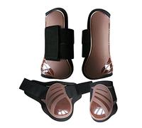 QSTDGVPW 2 Pares Botines para Caballo Botas para Piernas Delanteras y Traseras de Cierre de Neopreno y PU para Entrenamiento, Marrón XL