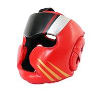 QSTDGVPW Casco de Boxeo con Protección Facial Completa, Acolchado, con Protección para La Frente Y Las Orejas, Ideal para Entrenamiento de Muay Thai, Rojo l