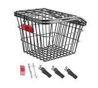 QSTDGVPW Cesta Portaequipajes para Bicicleta de Instalación Trasera, Contenedor de Bicicleta de Alambre Metálico para Ciclismo, Negro con Tapa