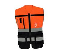 QSTDGVPW Chaleco Reflectante de Alta Visibilidad con Cremallera para Caminar Y en Bicicleta, Naranja Negro L, universal