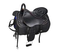 QSTDGVPW Conjunto de Silla de Montar para Caballo, Conjunto de Arnés para Caballo, Fácil de Montar, Protección Cómoda, Acolchado Antideslizante Práctico, Equip, Negro Grande