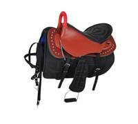 QSTDGVPW Conjunto de Silla de Montar para Caballo, Conjunto de Arnés para Caballo, Fácil de Montar, Protección Cómoda, Acolchado Antideslizante Práctico, Equip, Rojo Grande