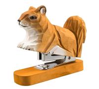 QSTDGVPW Figura Artística de Grapadora de Animales de Madera, Portátil, Divertida, Tallada a Mano, Mini Estatua de Animal, Grapadora de Escritorio para Estudia, Ardilla