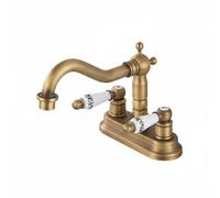 QSTDGVPW Grifo de Lavabo de Cerámica para Lavabos Doble Manija con Rotación Completa y Cuerpo de Cobre Elegante Adecuado para Baño Spa Apartamento, Cerámica Corta