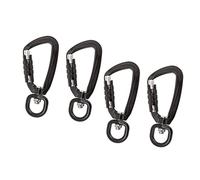 QSTDGVPW Paquete de 2 Mosquetones Autoblocantes para Exteriores con Función Giratoria Y de Llavero, Fabricados en Aleación de Aluminio para Acampar, Hacer Send, Negro, 4 Piezas Negro