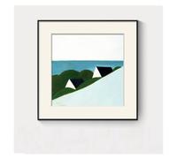 QSTGX Cuadros Modernos Cuadro Decorativo Zona Cafe Cuadros con paisajes enmarcados Decoración con grafitis Obras de arte Pinturas abstractas con paisajes marinos(H,30x30cm)
