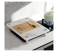 QSTGX Cubre Encimera Gas 4 Fuegos Tapa Encimera Gas Cubre Encimera Gas Resistente A Altas Temperaturas Encimera De Losa De Roca Gruesa Patas De Soporte De Acero Inoxidable(A,40X50X8.3 CM)