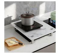 QSTGX Cubre Encimera Gas Tapa Cocina Gas 4 Fuegos Cubre Fuegos Cocina Gas Resistente a Altas Temperaturas Encimera de Losa Roca Gruesa Patas Soporte Acero Inoxidable(A,30X40X8.3 CM)