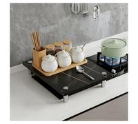 QSTGX Cubre Encimera Gas Tapa Cocina Gas 4 Fuegos Cubre Fuegos Cocina Gas Resistente a Altas Temperaturas Encimera de Losa Roca Gruesa Patas Soporte Acero Inoxidable(B,50X80X8.3 CM)