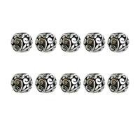 Qsvbeeqj 10 piezas de cuentas de plata de estilo tibetano con grandes agujeros de 9 mm accesorios de joyería hechos a mano para conexiones de joyería únicas perlas de diseño único, talla única, como