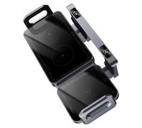 Qsvbeeqj 2. Soporte inteligente para teléfono de coche con detección automática de 90°, carga de refrigeración ajustable y base de carga de vidrio templado PC/ABS