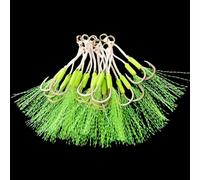 Qsvbeeqj 20 piezas de doble asistencia de pesca Kits de anzuelos pequeños Jigs Jigging anzuelos asistencia aparejos círculos gancho de caída lenta anzuelos de pesca