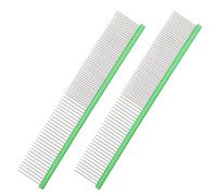 Qsvbeeqj 2pcs gatos pelo peine cuidado peine removedor de vello Deshedding para perros Masaje de piel cepillo de eliminación herramienta de eliminación de acero inoxidable mascota