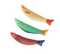 Qsvbeeqj 3 piezas de juguete masticable para gatitos, juguete de dentición de peluche suave relleno de hierba gatera con sonido atractivo juguete de dentición en forma de pez