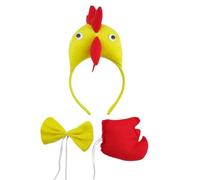 Qsvbeeqj 3 piezas Halloween Gallo Cosplay Disfraz Incluye Gallo Cintas Cola Pajarita Pollo Dress Up Disfraz para Niño Pollo Conjunto de Pelo