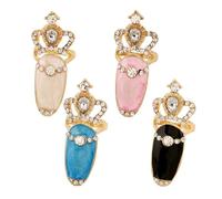 Qsvbeeqj 4 anillos de uñas góticos ajustables, estilo punk, garras de cristal, cosplay, decoraciones para disfraces de Halloween y desgaste diario, anillos de garra de aleación metálicos