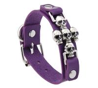 Qsvbeeqj Abalorio de piel sintética con diseño de calavera punk rock y hueso cruzado para estilos alternativos, declaraciones de calavera para mujer, talla única, como se describe