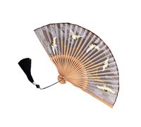 Qsvbeeqj Abanico de mano plegable hecho a mano con un elegante patrón de grúas, ideal para entusiastas de la cultura tradicional, fiestas, fanáticos estéticos tradicionales
