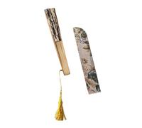 Qsvbeeqj Abanico plegable de mano floral de tela de seda de estilo chino con borlas para la decoración del hogar y el ventilador de escena de actividades al aire libre