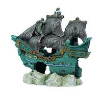 Qsvbeeqj Acuarios Resina Shipwreck Fish Shelter Cueva Decorativa Figura de barco destruida Uso doméstico Tanques de pesca Paisajismo Accesorios Acuarios Decoración